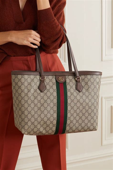 gucci grey canvas small bag|Gucci coated canvas tote.